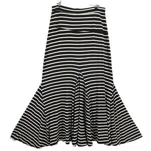 Bordeaux Anthropologie Mermaid Mermaid Maxi Skirt Black White Stripe L